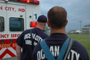 Ocean City Paramedics with Ambulance & Stormy Skies